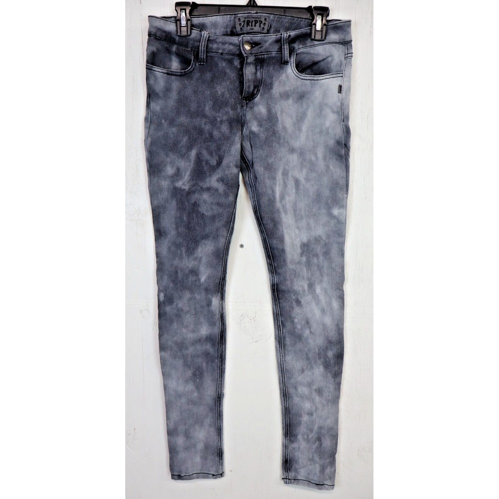 Tripp NYC Jeans Womens Size 13 Gray Stretch Skinny Low Rise Pants‎ Acid Wash